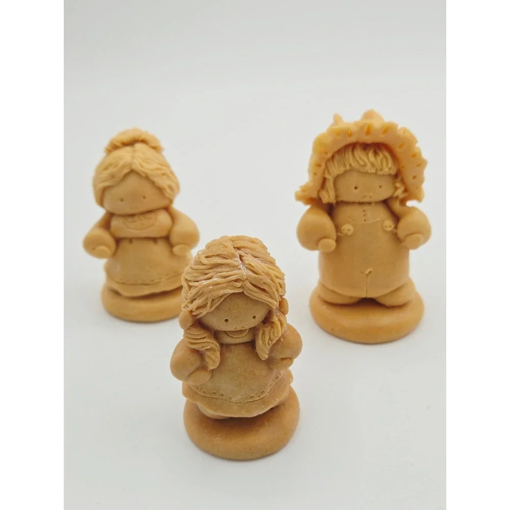 Vintage 1983 Clay Dough Figurines and Ornaments Set of 9 Folk Art Decor